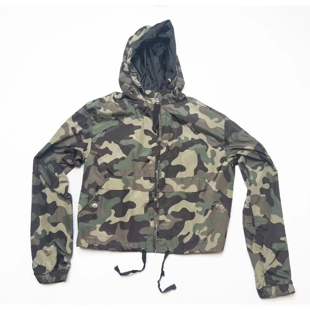 Love Tree Women's Small‎ Camo Hooded Windbreaker Jacket
